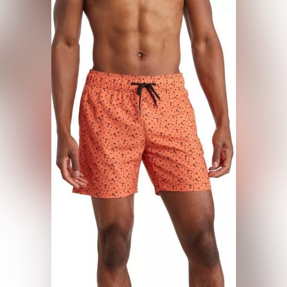 Mr Swim Burnt Orange Patterned Palms Swim Trunk Size XXL NWOT